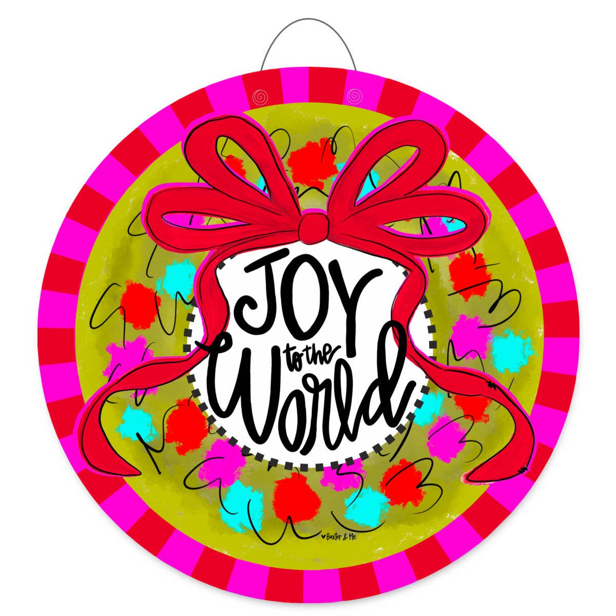 Baxter & Me - Wholesale Door Hanger - Joy to the World Wreath Door Hanger1