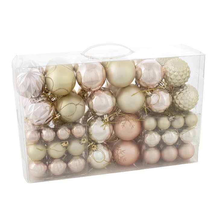 Sunnydaze Decor - Wholesale Ornament - Winter Wonderland 100-Piece Rose Gold Christmas Ornaments 🎅