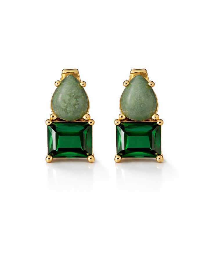 Boucles d'oreilles clous Jasper Duo Verdoyant pour la vente par Le Zohar