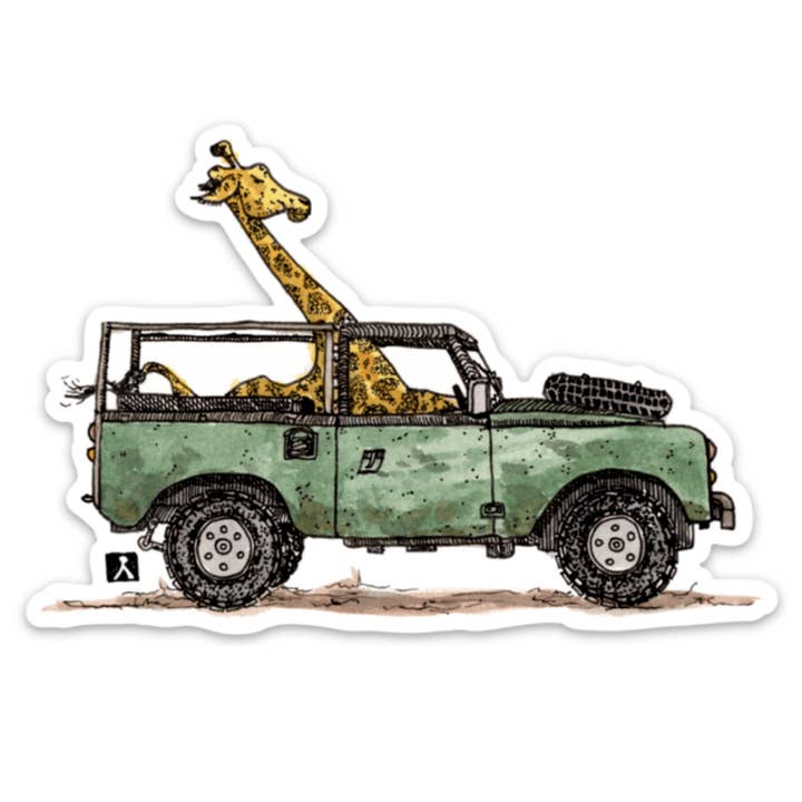 Adhesivo de vinilo con diseño de jirafa en safari en su Land Rover para venta al por mayor de Bellavance Ink