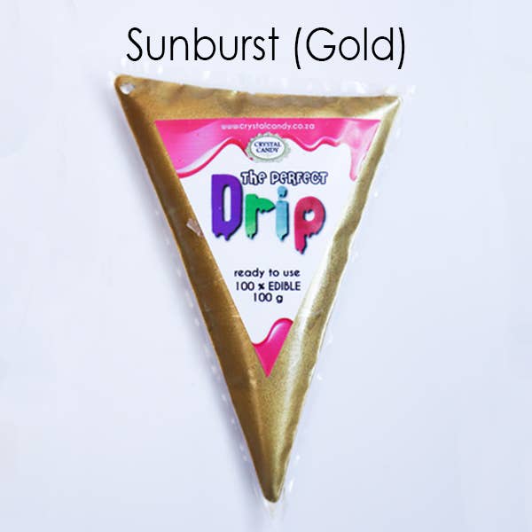 Crystal Candy - The Perfect Drip - Sunburst (Gold) for wholesale by Crystal Candy Unique Cake Decorations