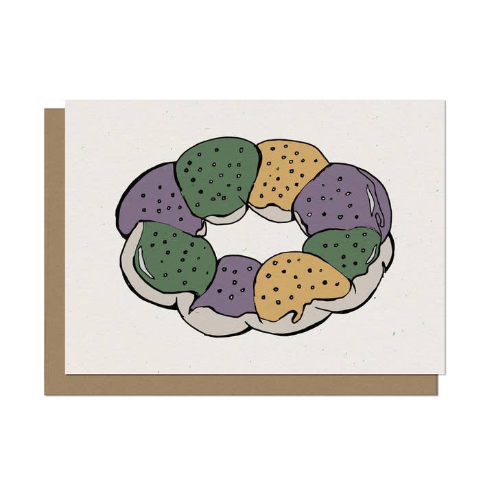 Statement Goods - Vente Carte de vœux classique - Carte vierge A2 de Mardi Gras King Cake0