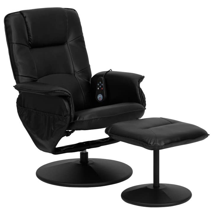 Flash Furniture - Wholesale Chair - Black LeatherSoft Massaging Recliner with Ottoman