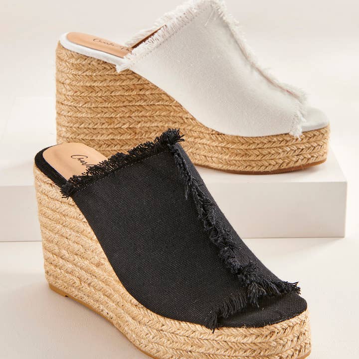 Espadrilles compensées en toile, 2 pièces pour la vente par Charlie Paige