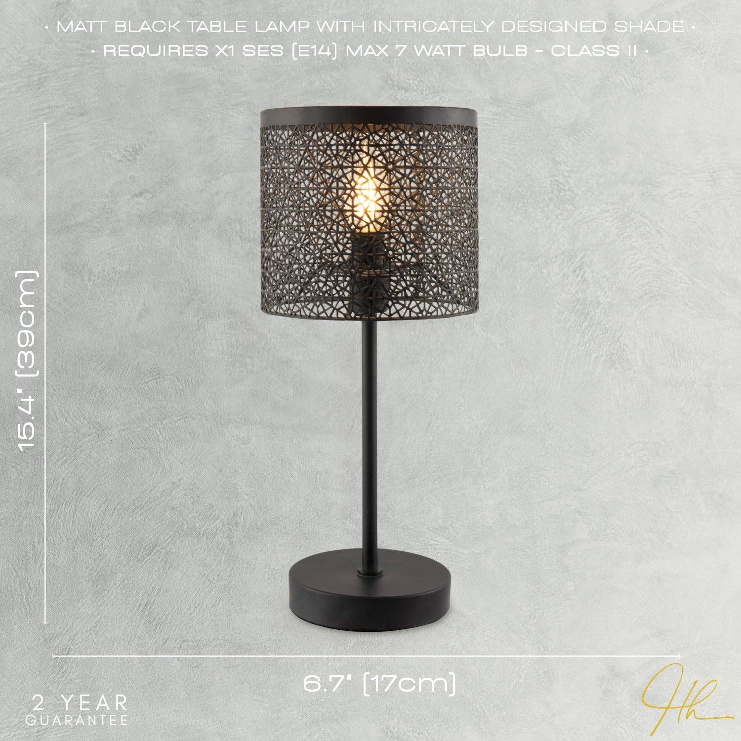 Happy Homewares - Wholesale Accent/Desk Lamp - Classic Chic Moroccan Themed Matte Black Table Lamp with Inline Switch5