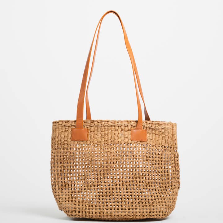 Ela Natural Raffia Netted Tote Bag for wholesale on Faire
