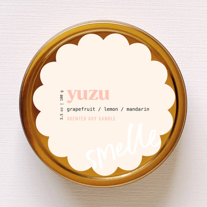 Vela de Viagem Yuzu, Lata de Vela de Viagem, PRONTA PARA ENVIO por atacado de Smelle Scent Co.