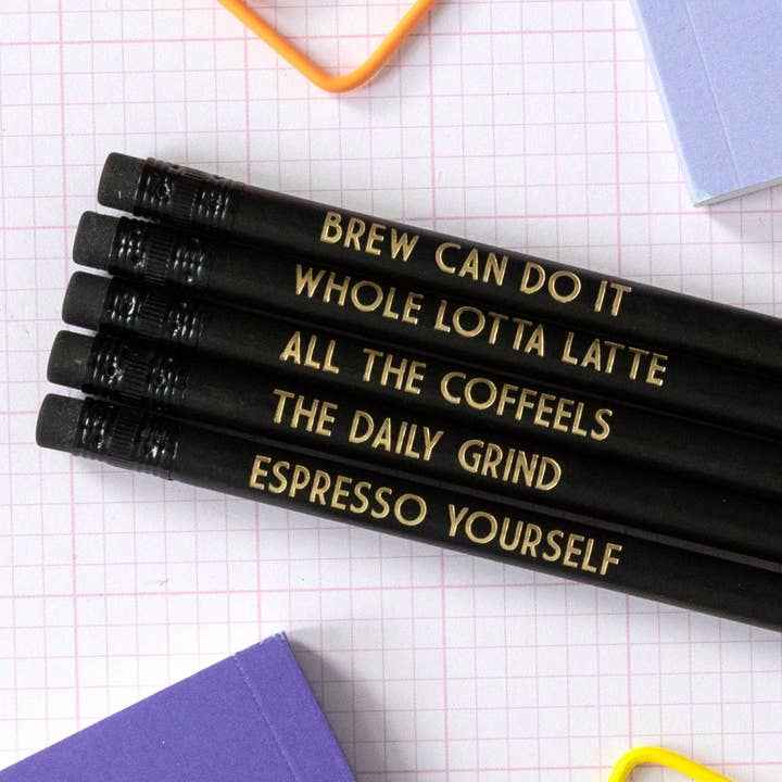 Coffee Lover Pencil Set - All The Coffeels for wholesale by BETTIE CONFETTI