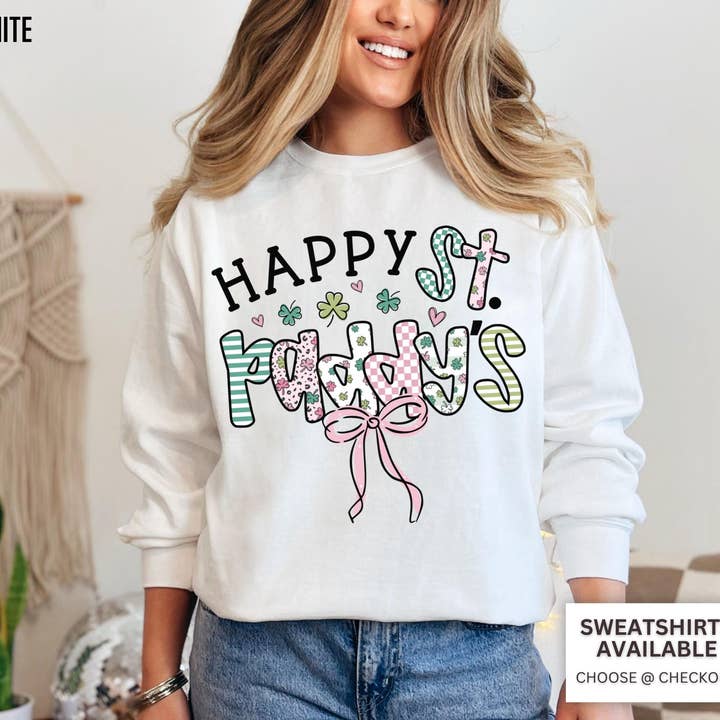 Comfort Colors St Patrick's Day Sweater, Clover Sweater for wholesale by Gemishi