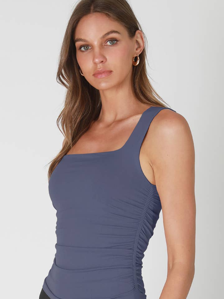 NS8408- Clean Line Square Shirred Top for wholesale by NIKIBIKI