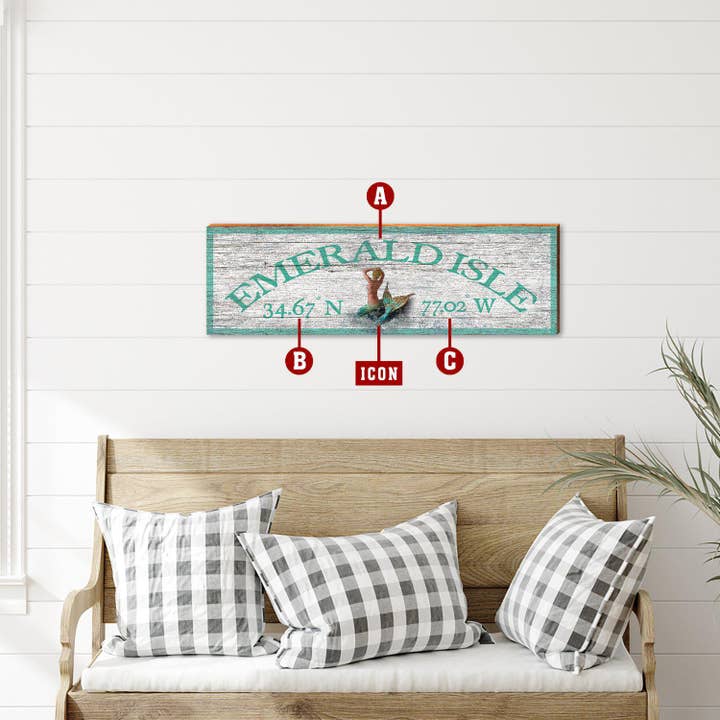 Customizable Coastal Teal Sign | Wall Art Print on Real Wood for wholesale by Mill Wood Art