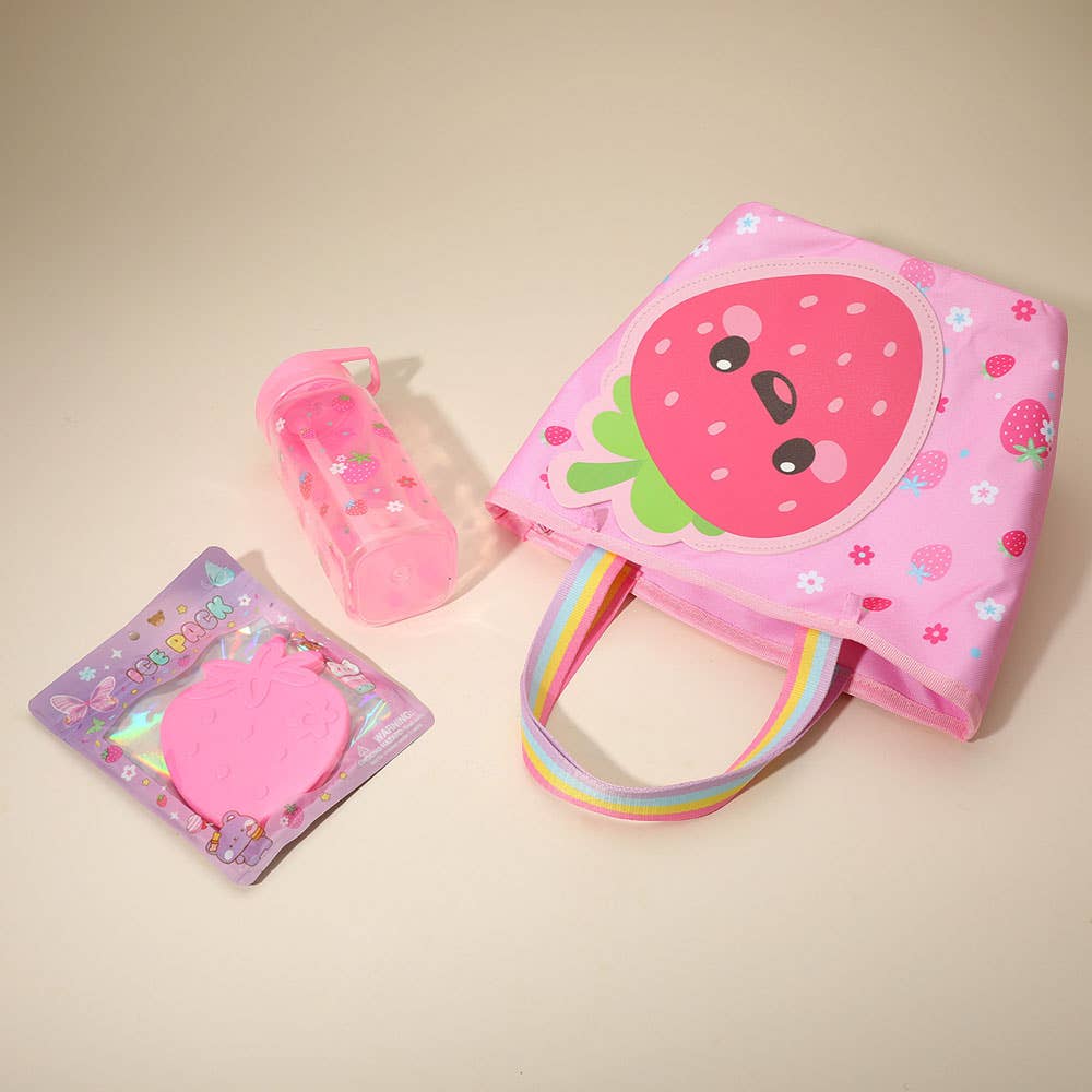 Sensibling Corp. - Wholesale Lunch Bag/Box - Kids - 3PCS - HOT FOCUS Kids Strawberry Lunch Essentials2