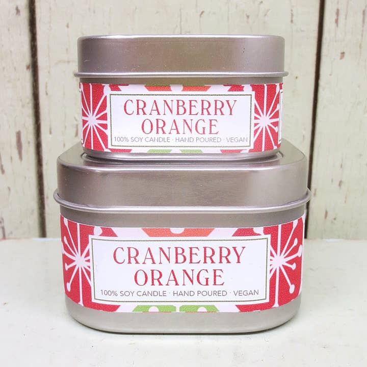 Cranberry Orange Soy Candle in Small Tin - Christmas for wholesale by Green Daffodil Bath & Body