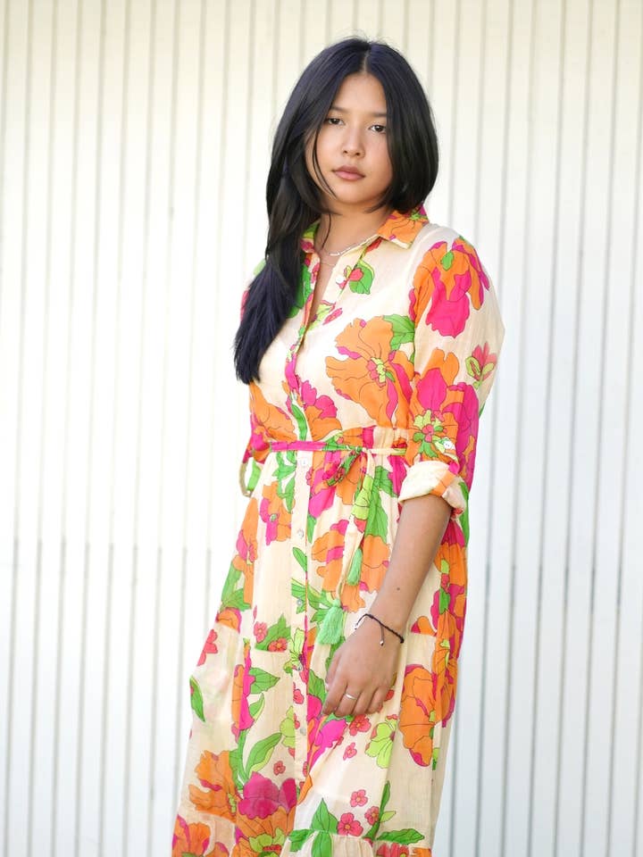 Abito Izetta Floreale Beige Multi per la vendita all'ingrosso da parte di Dolma