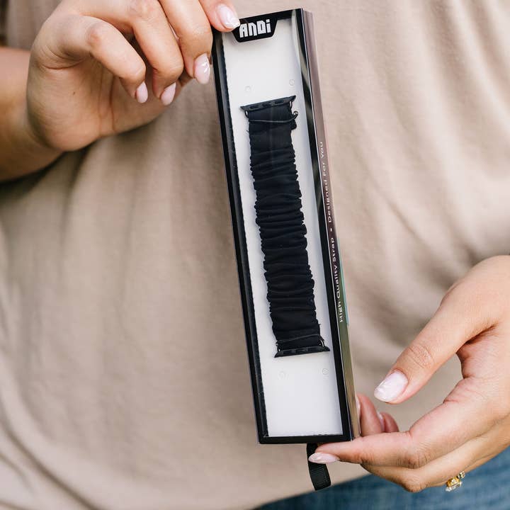 Shop Andi - Wholesale Watch Band/Strap - Women's - Black Athletic Scrunchie Band Compatible with Apple Watch6