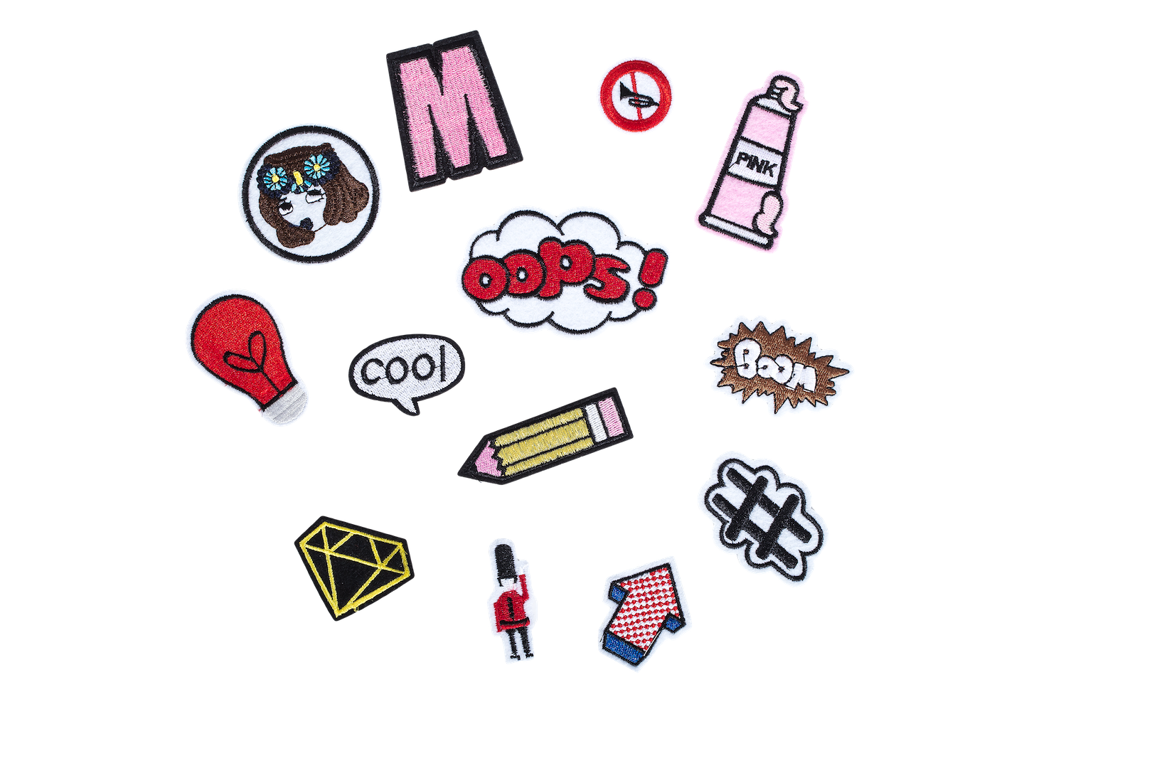 CARALI / MYC Paris - Vendita all'ingrosso Toppe - Set di 13 toppe termoadesive tema Oops1