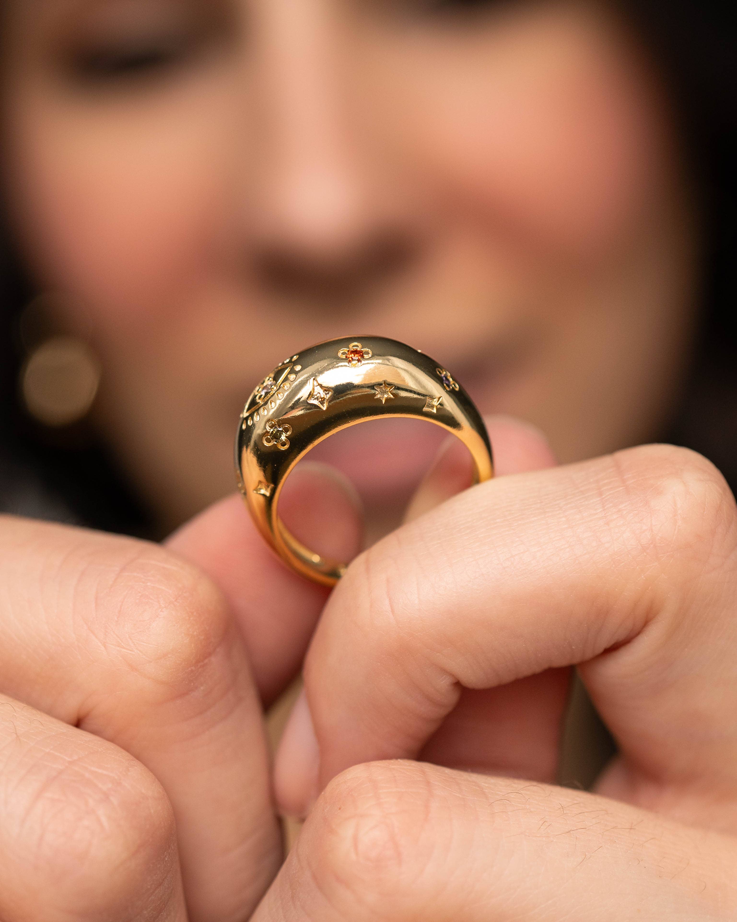 HoopLa - Wholesale Band/Stacked Ring - Evil Eye Dome Stacking Ring- Galaxy Confetti Ring10