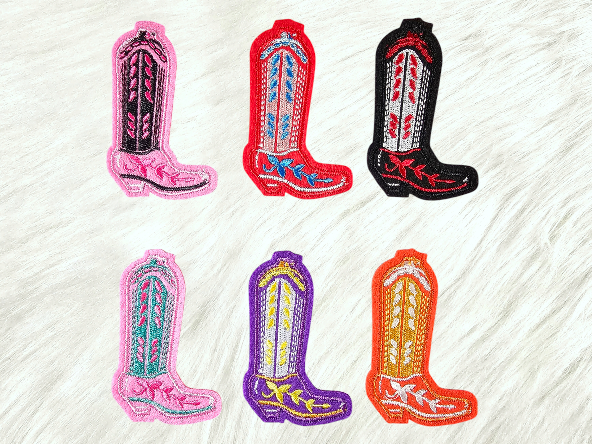 Scratch Decor - Wholesale Patch - Red Blue USA Cowgirl Boot Felt Embroidery Iron On Patch1