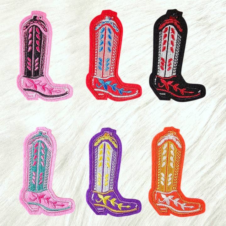 Scratch Decor - Wholesale Patch - Red Blue USA Cowgirl Boot Felt Embroidery Iron On Patch1