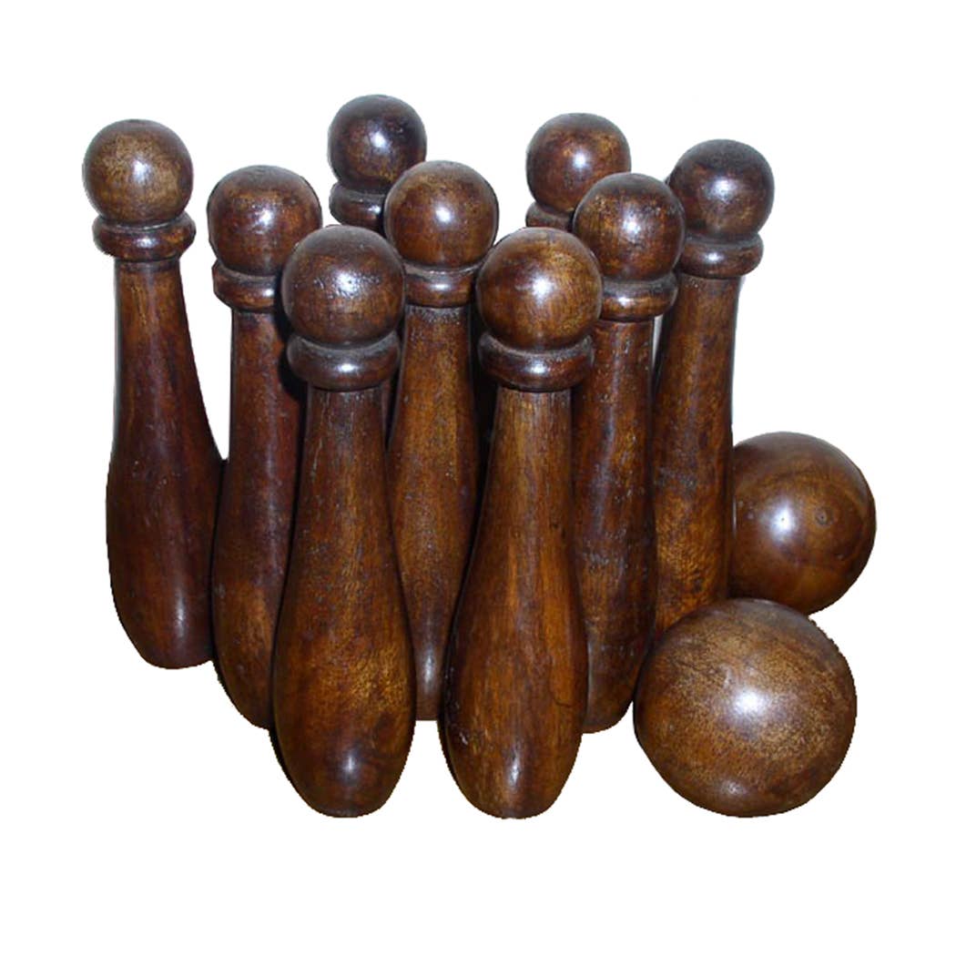 Madison Bay Co. - Historical Home Decor Reproductions - Wholesale Board Game - 9-Pin Wooden Bowling Game- Antique Vintage Style, 7”0