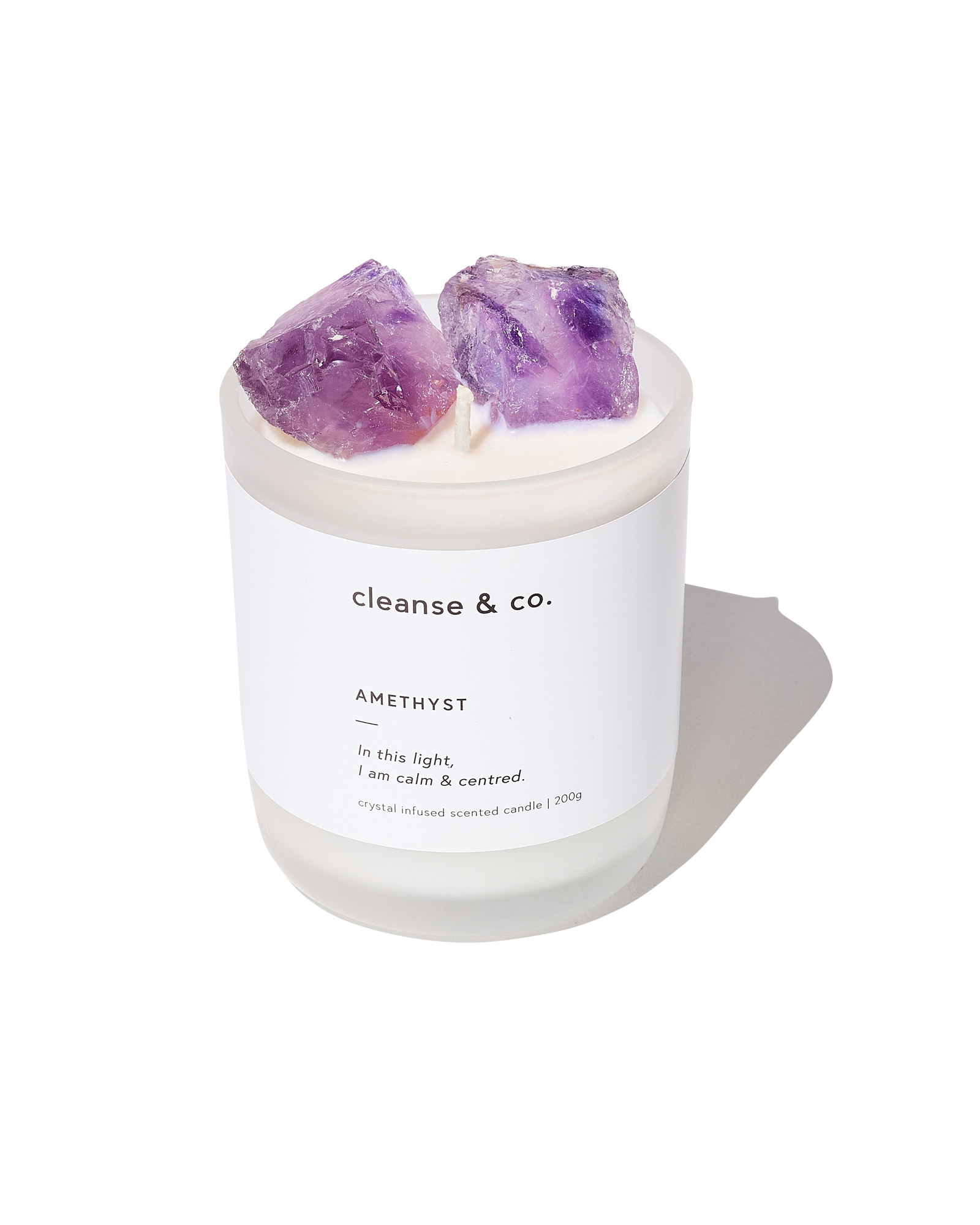 Cleanse & Co. - Wholesale Jar/Filled Candle - Amethyst Intention Crystal Candle - calm & centred1