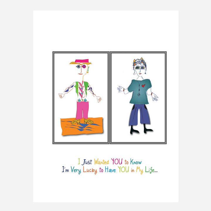 'Gemma & Jodi' - I'm very lucky to have you in my life... for wholesale by Curmudgeon Cards - Works of Art on Paper
