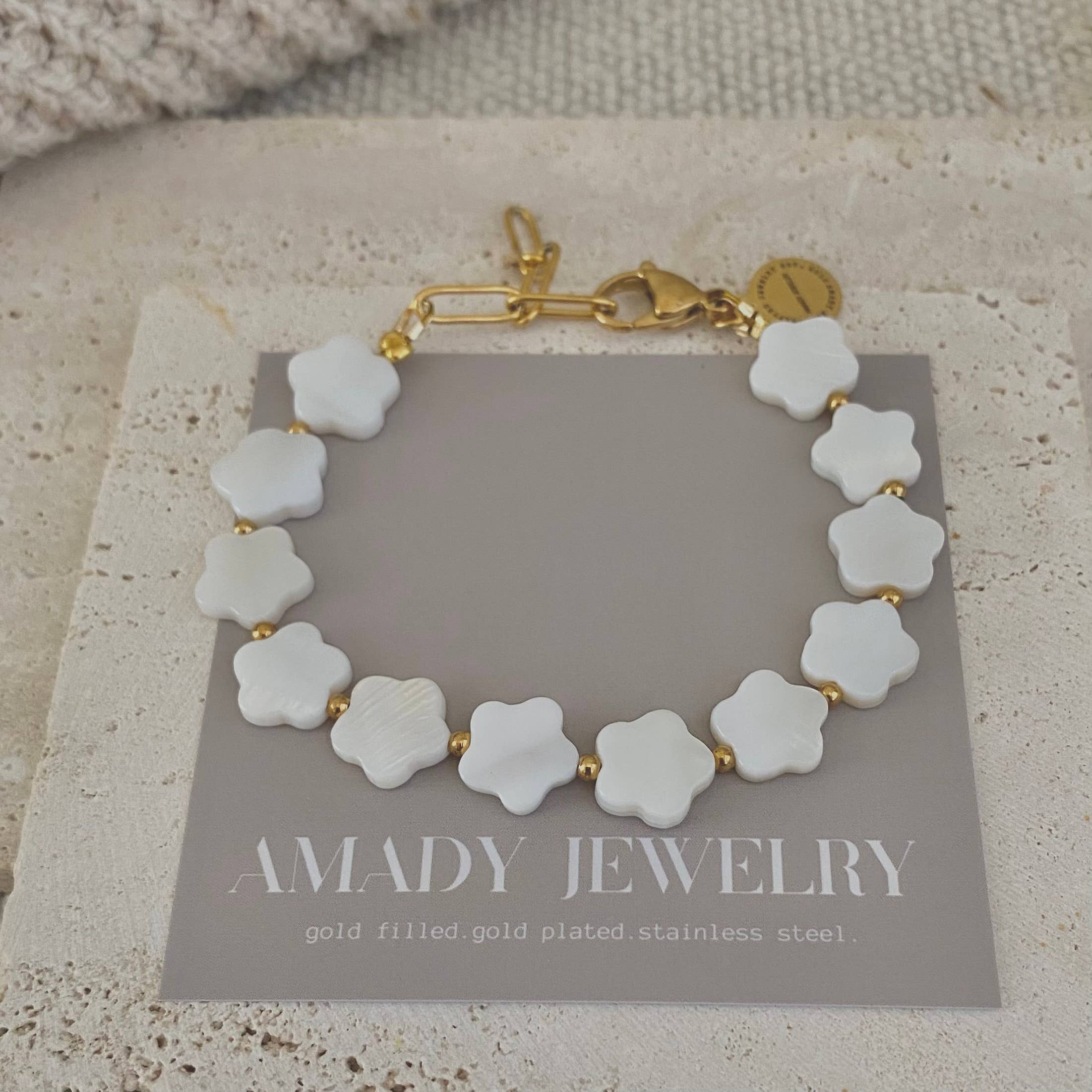 Amady Jewelry - Wholesale Beaded Bracelet - Flower Clover Shell Pearl Bracelet layering bracelet7