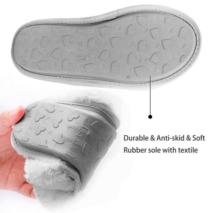 GEXWORLDWIDE – Engroshandel Slippers - Dame – Kvinders Cross Sko Plys Faux Foret Skridsikre Sko Grå