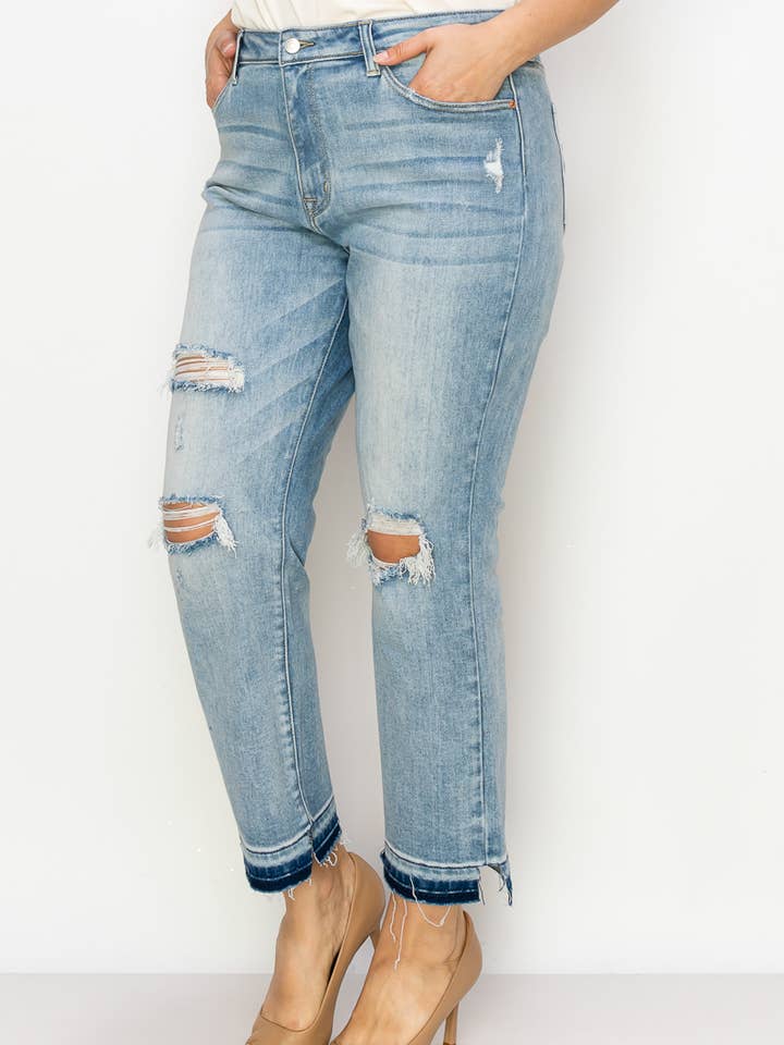 ARTEMIS VINTAGE - Wholesale Jeans - Women's - PLUS SIZE - HIGH RISE STRETCH ANKLE STRAIGHT JEANS
