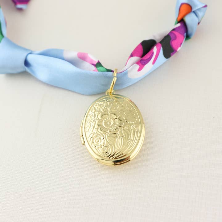 Locket Scarf Necklace | Scarf Charms | Bandana Necklace for wholesale by Designs by KaraMarie