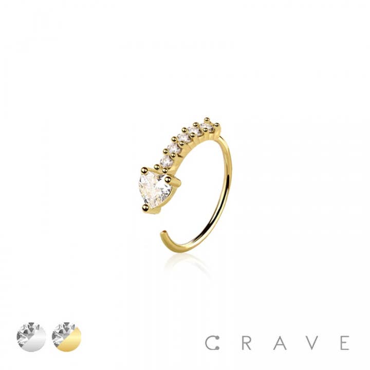 CZ PRONG HJÄRTA 316L KIRURGISKT STÅL NÄSBÅGE O-RING för wholesale av CRAVE