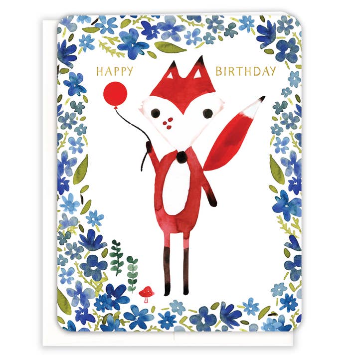 Red Fox Geburtstagskarte für den Großhandel von Paper Loop | Hand-Painted Greeting Cards