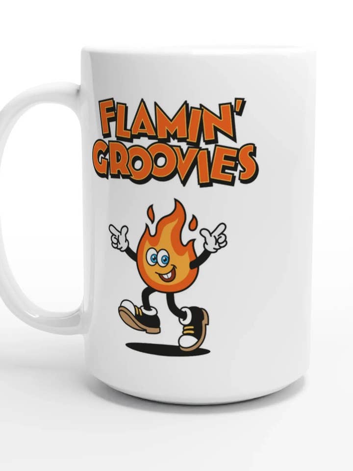 "Flamin' Groovies" Weiße 15oz Keramiktasse für den Großhandel von Amp'd Apparel Company