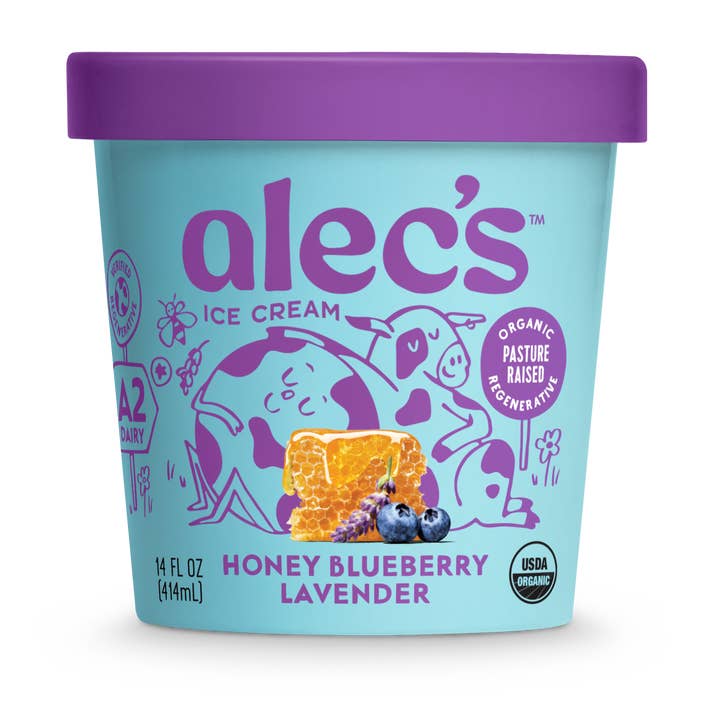 Alec's Ice Cream - Wholesale Ice Cream/Sorbet - Honey Blueberry Lavender Organic A2 Ice Cream