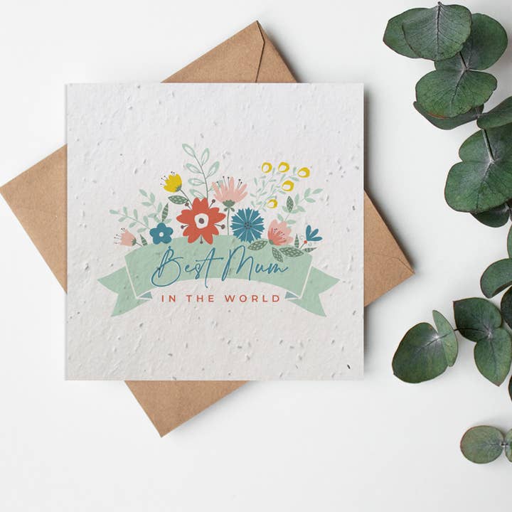 SQ Seed Paper Gratulationskort - Pasteller - Bästa mamma för wholesale av Little Green Paper Shop