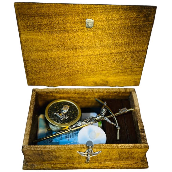 Oremus Mercy – Caixa decorativa por atacado – Altar Portátil para Doentes e Confinados em Casa c/ Virgem de Guadalupe1