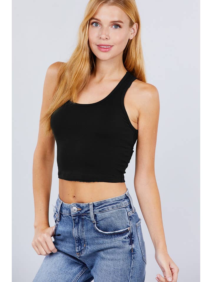42POPS - Wholesale Knit Top - Women's - ,,.42POPS Fitted Racerback Cotton Spandex Jersey Crop11