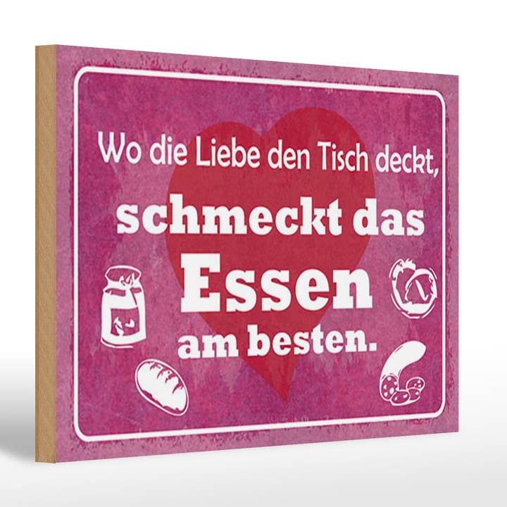 Insegna in legno con scritta 20x30cm Dove l'amore apparecchia la tavola Decorazione per la vendita all'ingrosso da parte di Femer