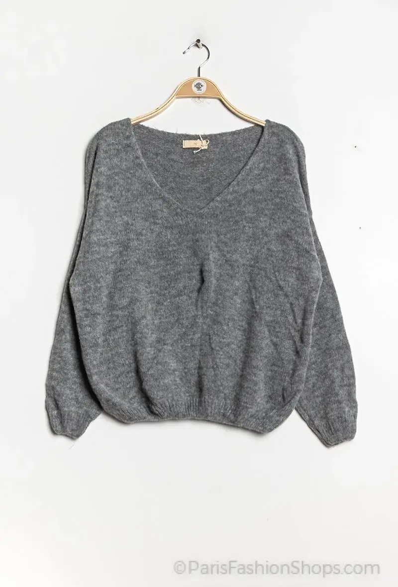 Mimi & Gogo - Vente Pull en maille – femme - Pull uni basique @20127_uni17