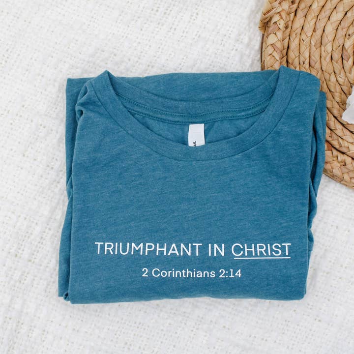 Common Grace Print Shop - Wholesale Screen Printed T-Shirt - Women's - Triumphant in Christ Long-Sleeve T-Shirt4