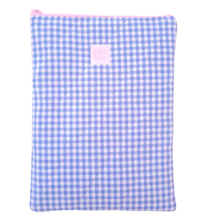 Kiki & Co. - Wholesale Book cover - Quilted Book Sleeve - Blue Gingham0