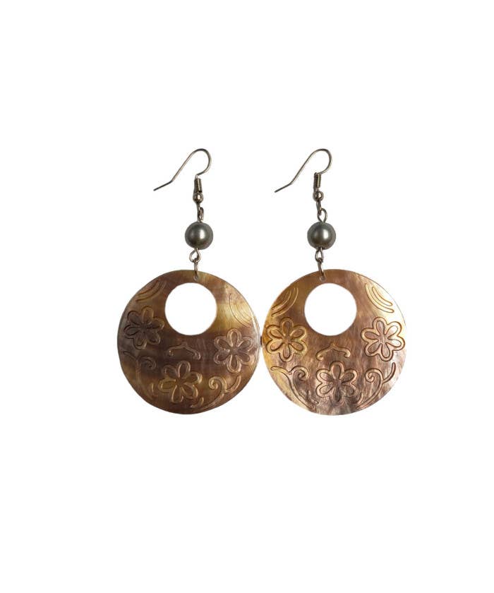 DK Hawaii - Wholesale Dangle Earrings - Hand Carved Mother Of Pearl Shell Earring1