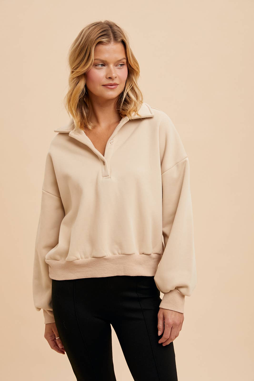 In Loom - Wholesale Sweatshirt - Women's - CROPPED POLO PULLOVER9