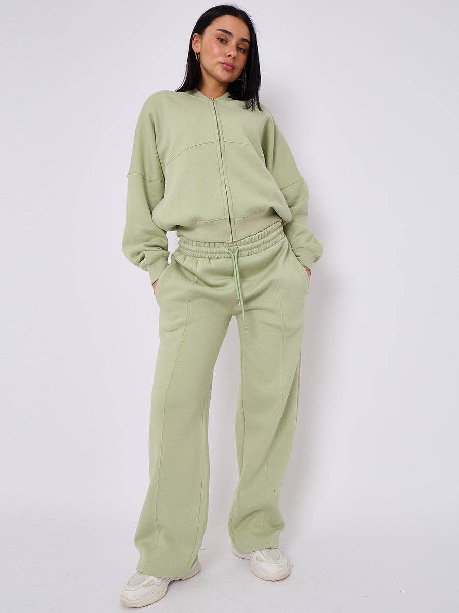 AX Labels - Wholesale Top & Pant Set (NOT Loungewear) - Women's - Oversized Bomber Style Fleece Zipper Co-ord98