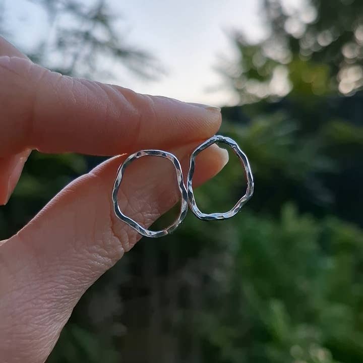 Sterling Silver Ripple Lone Wave Earrings - MEDIUM for wholesale by Nature's Finds Studio