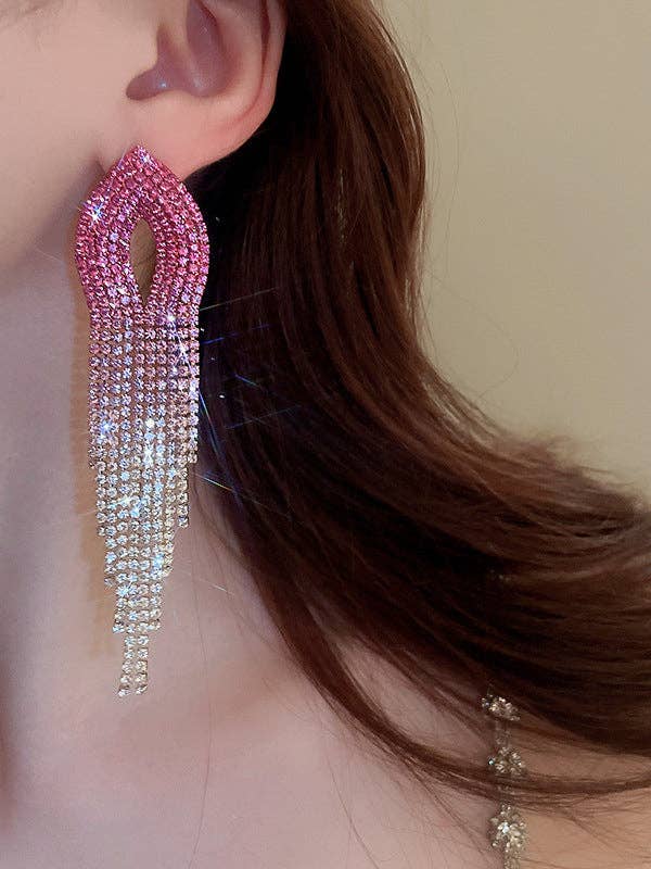 UZ Wholesale Store - Wholesale Tassel Earrings - Gradient Hollow Tasseled Earrings - Gold, Fuchsia, Colorful3