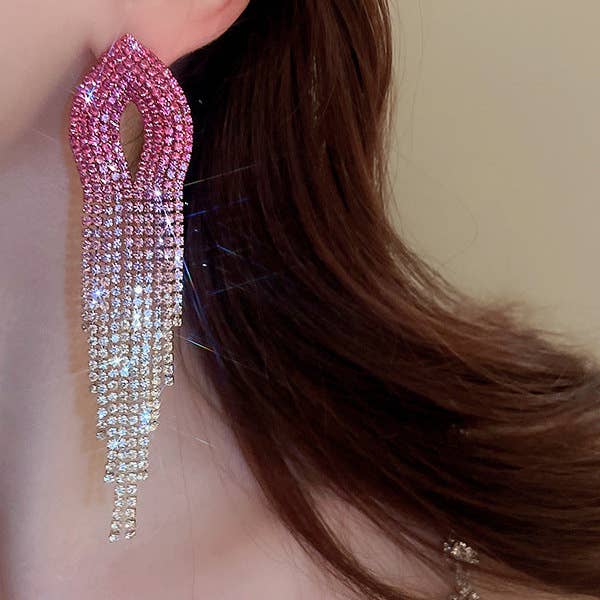 UZ Wholesale Store – wholesale Tassel earrings – Gradient Hollow Tasseled Earrings - Gold, Fuchsia, Colorful3