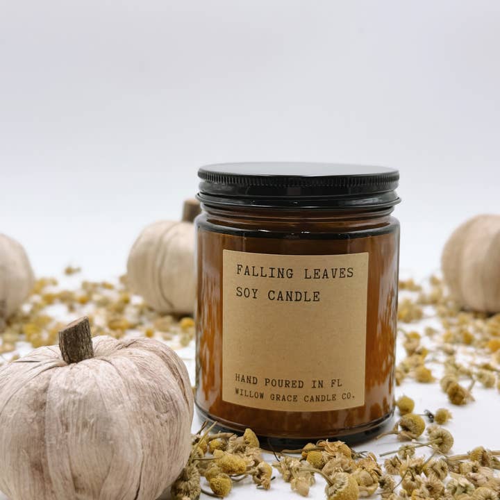 Willow Grace Candle Co - Wholesale Jar/Filled Candle - *Fall* Amber Glass Jar Candle