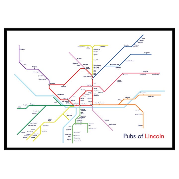 Pubs of Lincoln - Print for wholesale by The Yorkshire Print Company