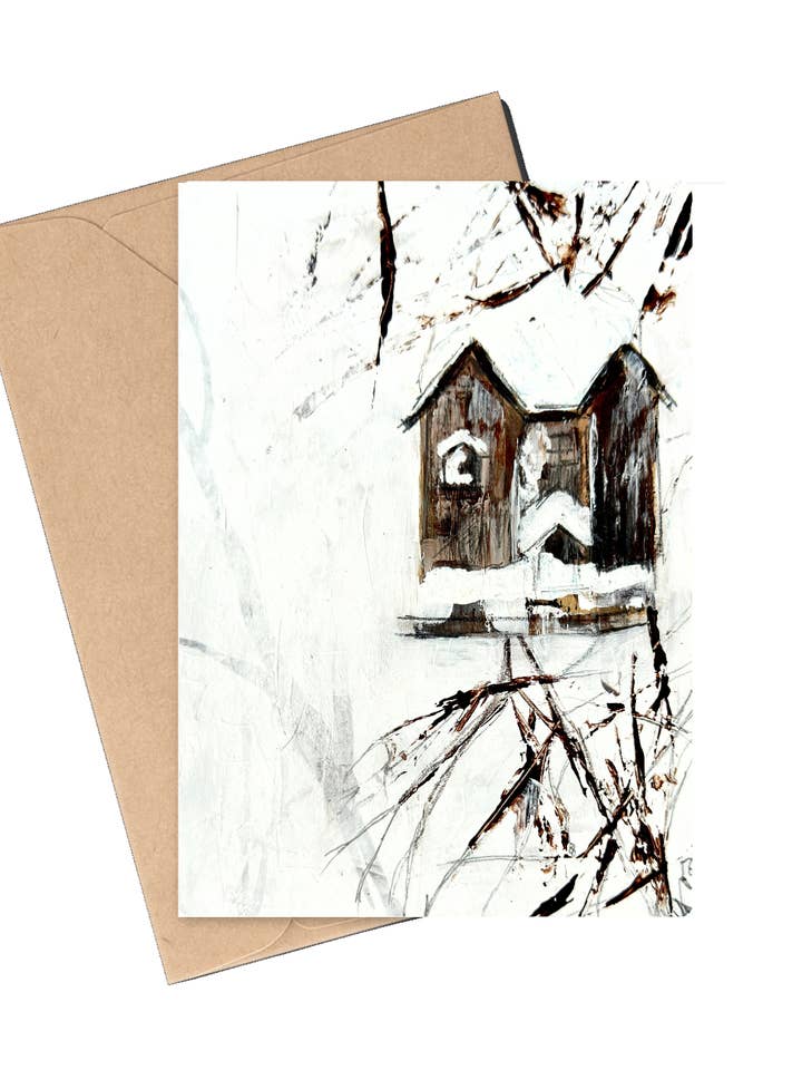 Ms. Bird’s House Greeting Card for wholesale by Kelly U Fine Art Studio